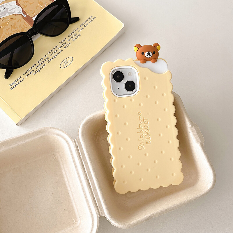 Funny Rilakkuma Bear Sandwich Biscuit Case za iPhone 16 15 14 13 12 11 Pro Max mekana silikonska maska