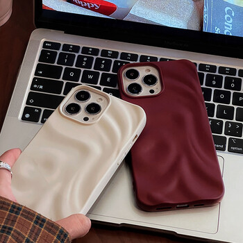 Θήκη τηλεφώνου Ins Winter Wine Red 3D με πιέτες για το iPhone 12 13 14 15 16 Πίσω κάλυμμα Pro Max Soft Matte για iPhone 11