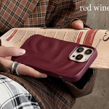 Θήκη τηλεφώνου Ins Winter Wine Red 3D με πιέτες για το iPhone 12 13 14 15 16 Πίσω κάλυμμα Pro Max Soft Matte για iPhone 11