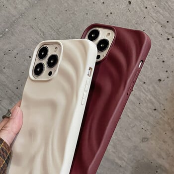 Θήκη τηλεφώνου Ins Winter Wine Red 3D με πιέτες για το iPhone 12 13 14 15 16 Πίσω κάλυμμα Pro Max Soft Matte για iPhone 11