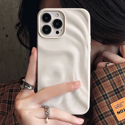 Θήκη τηλεφώνου Ins Winter Wine Red 3D με πιέτες για το iPhone 12 13 14 15 16 Πίσω κάλυμμα Pro Max Soft Matte για iPhone 11