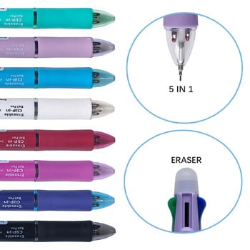 Στυλό 5 σε 1 με δυνατότητα διαγραφής gel 0,7 χιλιοστά Μαύρο Μπλε Κόκκινο Πράσινο Πολύχρωμο Στυλό Τζελ 0,5 χιλιοστά Kawaii Pencil Σχολικό Γραφείο Γραφείου