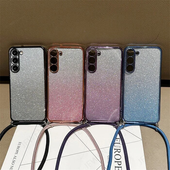 Θήκη χιαστί κορδόνι Glitter για Samsung Galaxy S24 S23 S22 S21 S20 FE Plus Note 20 Ultra Soft TPU αντικραδασμικό πίσω κάλυμμα