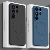 Υγρή σιλικόνη για Magsafe μαγνητική θήκη για Samsung Galaxy S24 S25 Ultra S23 Plus S22 S21FE μαλακό κάλυμμα ασύρματης φόρτισης