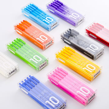 Kawaii Kaco 10 Colors Gel Pens канцелярия 0,5mm Μαύρο/έγχρωμο μελάνι Caneta Retractable Stationery Ομαλή γραφή για περιοδικά