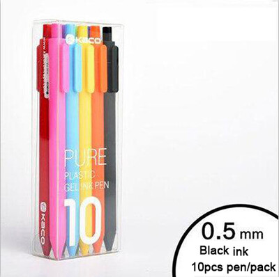 Kawaii Kaco 10 Colours Gel Pens канцелярия 0.5MM Black/Color ink Caneta Retractable Stationery Smooth Writing for Journals