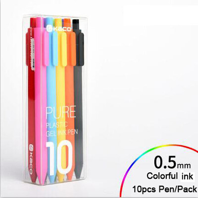 Kawaii Kaco 10 Colours Gel Pens канцелярия 0.5MM Black/Color ink Caneta Retractable Stationery Smooth Writing for Journals