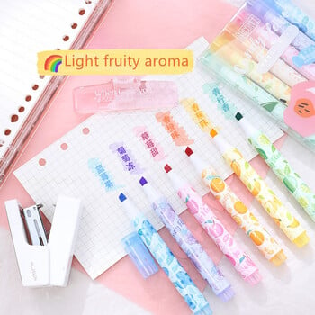 Creative Fruit Scented Highlighter Soft Tip Pens with Stamp for DIY Journaling Σημειώσεις μαθητών για επισήμανση και σήμανση