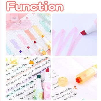 Creative Fruit Scented Highlighter Soft Tip Pens with Stamp for DIY Journaling Σημειώσεις μαθητών για επισήμανση και σήμανση