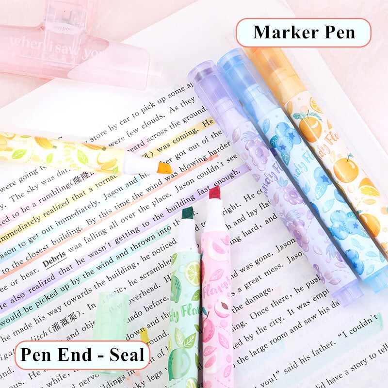 Kreativne olovke s mekim vrhom isticanja s mirisom voća s pečatom za DIY vođenje dnevnika za učenike Bilješke za isticanje i označavanje