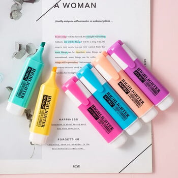 6 Χρώμα/Σετ Kawaii Oblique Highlighters Μεγάλης χωρητικότητας Student Έγχρωμο Ματ Φθορίζον Σημείωμα PenHick Markers