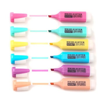 6 Χρώμα/Σετ Kawaii Oblique Highlighters Μεγάλης χωρητικότητας Student Έγχρωμο Ματ Φθορίζον Σημείωμα PenHick Markers