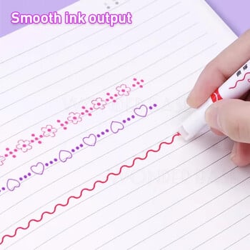 6/12/18/24Pcs Flower Line Shape Highlighter Στυλό Roller Tip Curve Liner Marker Kawaii Stationery for School Supplies Office Δώρα