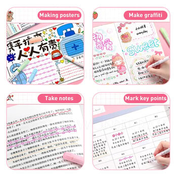 6/12/18/24Pcs Flower Line Shape Highlighter Στυλό Roller Tip Curve Liner Marker Kawaii Stationery for School Supplies Office Δώρα