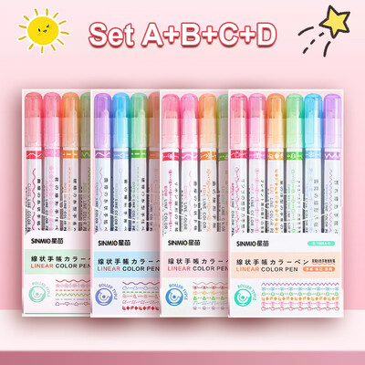 6/12/18/24Pcs Flower Line Oblik Highlighter Pen Roller Tip Curve Liner Marker Kawaii pribor za školski uredski pribor Darovi