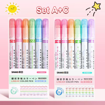 6/12/18/24Pcs Flower Line Oblik Highlighter Pen Roller Tip Curve Liner Marker Kawaii pribor za školski uredski pribor Darovi