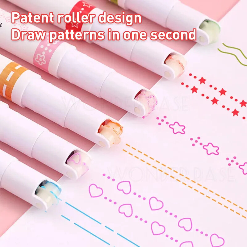 6/12/18/24Pcs Flower Line Oblik Highlighter Pen Roller Tip Curve Liner Marker Kawaii pribor za školski uredski pribor Darovi