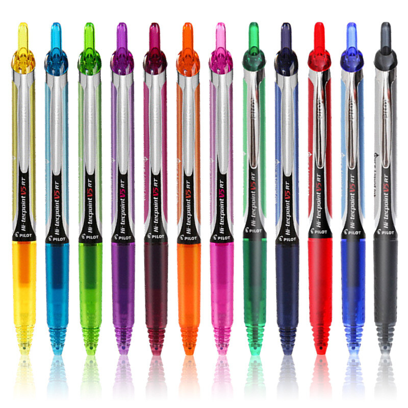 Japan Pilot Hi-tecpoint Bxrt-V5 spalvoti gelio rašikliai, ištraukiami gelio rašalo rašikliai, skirti rašyti ženklus Biuro mokykliniai raštinės reikmenys