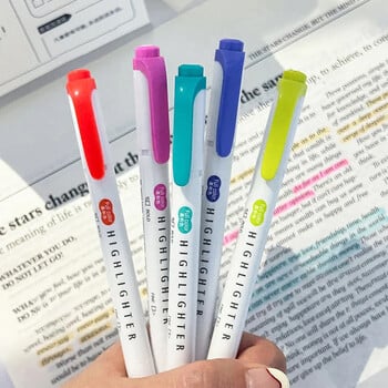 Σετ 5-pack Dual Tip Mildliner Highlighter, Παστέλ Χρώματα (Fine + Bold Double Ended) για Journaling, Art Calligraphy και Highlig