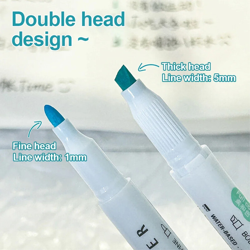 5-pakendiline kahe otsaga maheda joonega esiletõstjate komplekt, pastelsed värvid (peened + paksud kaheotsalised) ajakirjanduse, kunstikalligraafia ja esiletõstmise jaoks