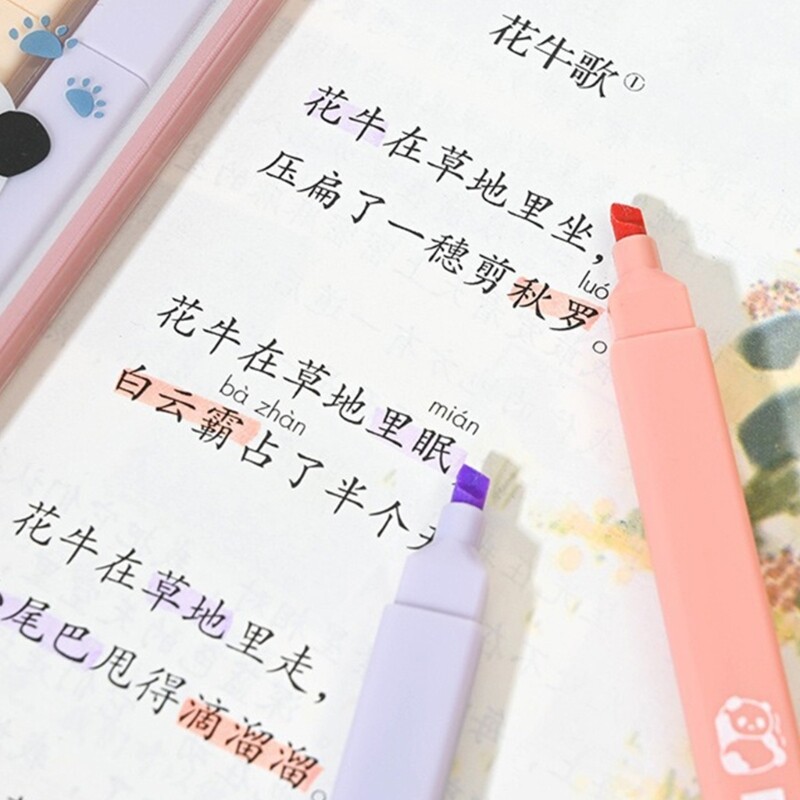 4 tk Esiletõstjate komplekt Meisliots Esiletõstja Markerid Highlighter Pliiats Piibli marker Pliiats Kontoritarbed F19E