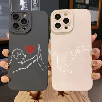 Cute Cat Dog High Five Silikonska maska za telefon za Samsung Galaxy S24 S23 Ultra S22 Plus S21 FE A14 A15 A34 A54 A33 A53 Soft Cover