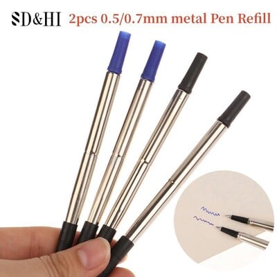 2Pcs Blue Ink Parker Style Standard 0.5/0.7mm Punjenje za kemijsku olovku Pero Srednje Push Action Rotary Univerzalno metalno punjenje za metalnu olovku