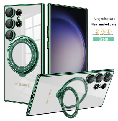 „Samsung Galaxy S23 Ultra S22 Plus S20FE S23 S22 Case“ 360° stovo laikiklio magnetas „Magsafe“ belaidis įkrovimas, smūgiams atsparus minkštas dangtelis
