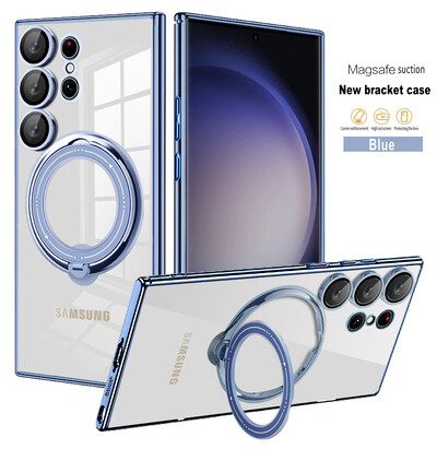 „Samsung Galaxy S23 Ultra S22 Plus S20FE S23 S22 Case“ 360° stovo laikiklio magnetas „Magsafe“ belaidis įkrovimas, smūgiams atsparus minkštas dangtelis