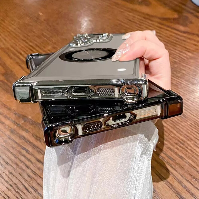 За калъфи за телефони Magsafe Plating за Samsung Galaxy S24 S23 S22 Ultra S21 Plus S20 FE 5G Note 20 Удароустойчив прозрачен магнитен капак