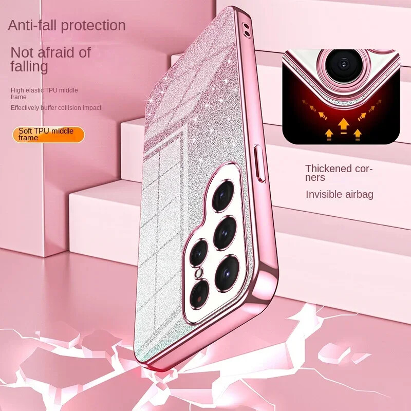 Блестящ галваничен калъф за телефон за Samsung Galaxy S25 S24 S23 S21 FE S22 Ultra Plus Силиконов мек TPU удароустойчив заден капак