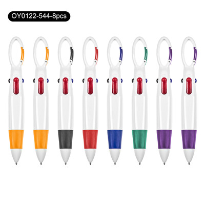 Пластмасова совалка 4 в 1 Закачалка за ремък Дебел Карабинер Химикалка с множество пълнители с мастило Пяна Химикалки с щипка за карабинер