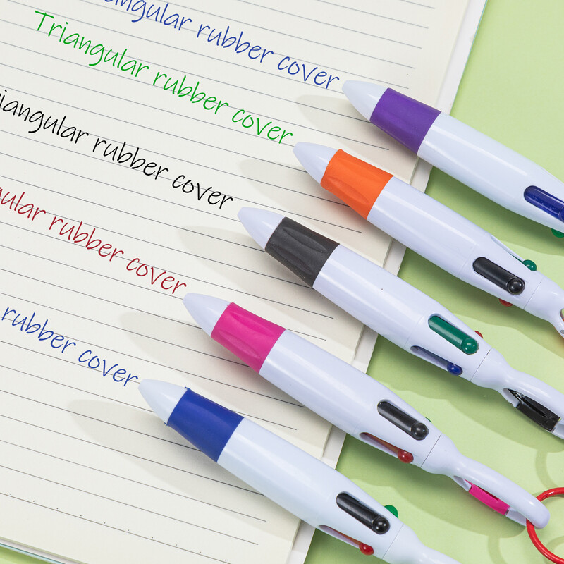 Пластмасова совалка 4 в 1 Закачалка за ремък Дебел Карабинер Химикалка с множество пълнители с мастило Пяна Химикалки с щипка за карабинер