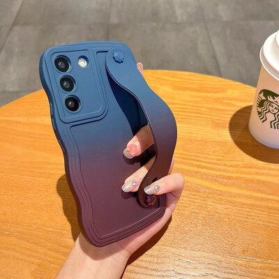 Μαλακό κάλυμμα βάσης βραχιολάκι με σγουρά κλίση για Samsung Galaxy S23 S24 Ultra S21 S22 Plus S20 FE A54 Stand Wave