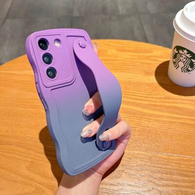 Μαλακό κάλυμμα βάσης βραχιολάκι με σγουρά κλίση για Samsung Galaxy S23 S24 Ultra S21 S22 Plus S20 FE A54 Stand Wave