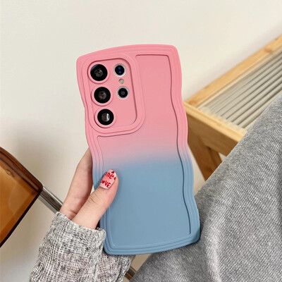 Μαλακό κάλυμμα βάσης βραχιολάκι με σγουρά κλίση για Samsung Galaxy S23 S24 Ultra S21 S22 Plus S20 FE A54 Stand Wave