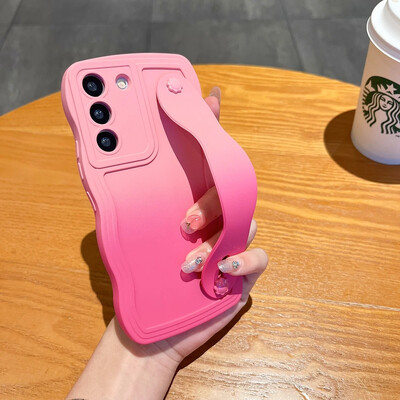 Μαλακό κάλυμμα βάσης βραχιολάκι με σγουρά κλίση για Samsung Galaxy S23 S24 Ultra S21 S22 Plus S20 FE A54 Stand Wave