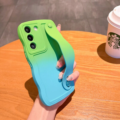 Μαλακό κάλυμμα βάσης βραχιολάκι με σγουρά κλίση για Samsung Galaxy S23 S24 Ultra S21 S22 Plus S20 FE A54 Stand Wave