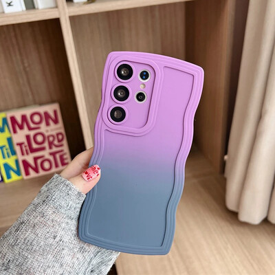 Μαλακό κάλυμμα βάσης βραχιολάκι με σγουρά κλίση για Samsung Galaxy S23 S24 Ultra S21 S22 Plus S20 FE A54 Stand Wave