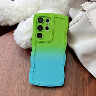 Μαλακό κάλυμμα βάσης βραχιολάκι με σγουρά κλίση για Samsung Galaxy S23 S24 Ultra S21 S22 Plus S20 FE A54 Stand Wave