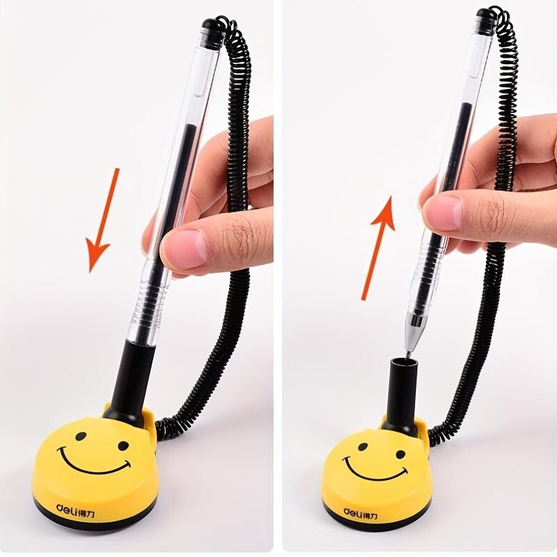 1 Мощна писалка за бюро Фиксирана писалка за подпис Сладка усмивка Сервизна писалка за контра подпис Черна 0,5 мм глава с куршум Може да се залепи фиксирана