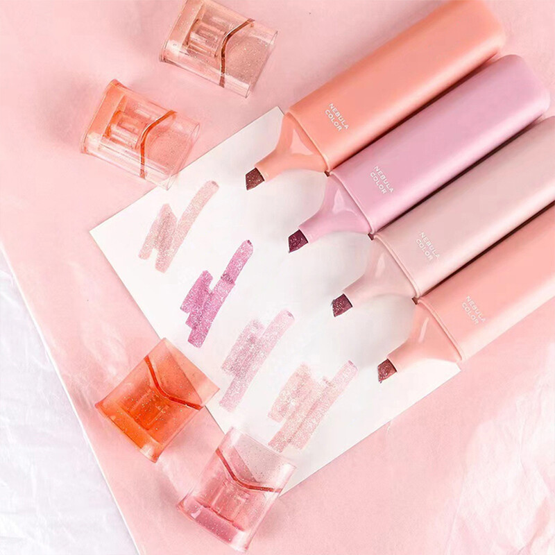 4 бр./компл. Цветен маркер Morandi Блестящ хайлайтър Гъвкава ширина на линията Маркери за художествено рисуване за студентски канцеларски материали