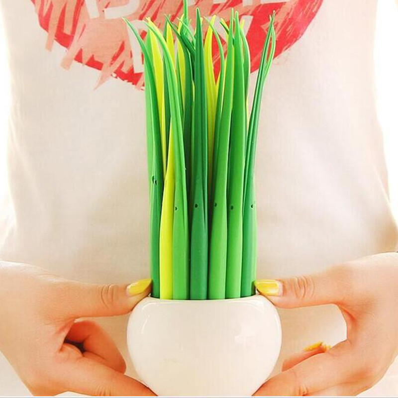 10 buc/lot pixuri creative cu gel pentru iarbă, 05 mm, stilou neutru, negru, pix cu bilă, rechizite școlare de birou, instrument de scris pentru papetărie pentru studenți