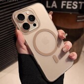 Матов калъф за телефон с магнитно безжично зареждане за iPhone 16 15 14 13 12 11 Pro Max Plus за Magsafe Удароустойчив твърд PC Прозрачен капак