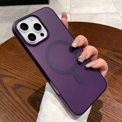 Матов калъф за телефон с магнитно безжично зареждане за iPhone 16 15 14 13 12 11 Pro Max Plus за Magsafe Удароустойчив твърд PC Прозрачен капак