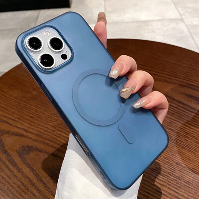 Матов калъф за телефон с магнитно безжично зареждане за iPhone 16 15 14 13 12 11 Pro Max Plus за Magsafe Удароустойчив твърд PC Прозрачен капак