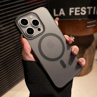 Матов калъф за телефон с магнитно безжично зареждане за iPhone 16 15 14 13 12 11 Pro Max Plus за Magsafe Удароустойчив твърд PC Прозрачен капак