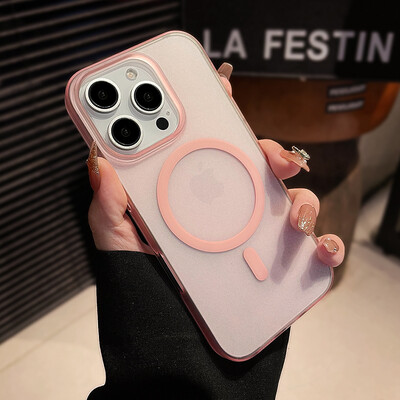 Матов калъф за телефон с магнитно безжично зареждане за iPhone 16 15 14 13 12 11 Pro Max Plus за Magsafe Удароустойчив твърд PC Прозрачен капак