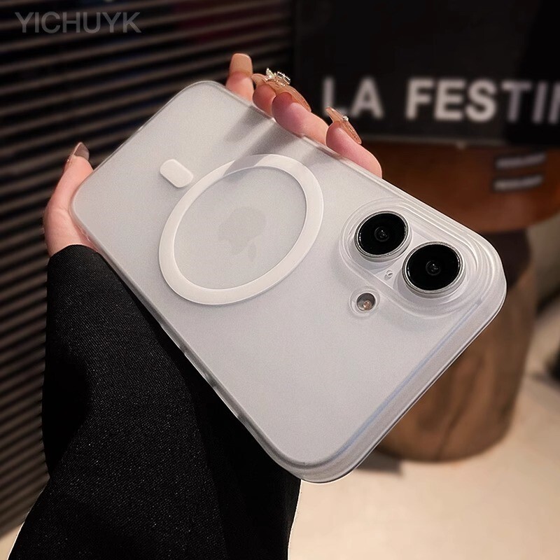 Матов калъф за телефон с магнитно безжично зареждане за iPhone 16 15 14 13 12 11 Pro Max Plus за Magsafe Удароустойчив твърд PC Прозрачен капак