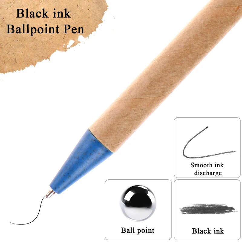 10PCS ECO reciklirani papir Kemijska olovka Papir Ekološki prihvatljiva crna tinta Kemijska olovka Uredski školski pribor